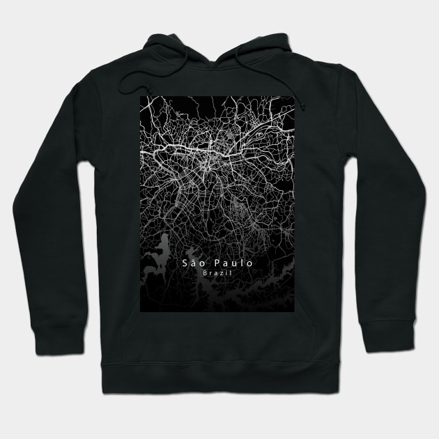 Sao Paulo Brazil City Map dark Hoodie by Robin-Niemczyk